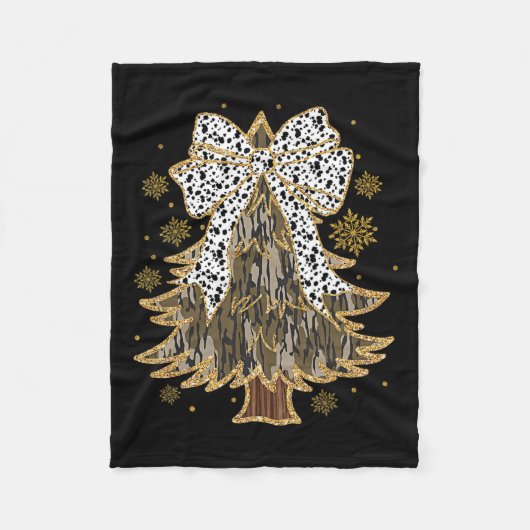 Leopard Coquette Bow Camouflage Weihnachtsbaum Jag Fleecedecke (Vorderseite)