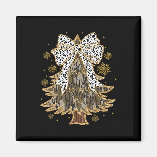 Leopard Coquette Bow Camouflage Weihnachtsbaum Jag Magnet (Vorne)