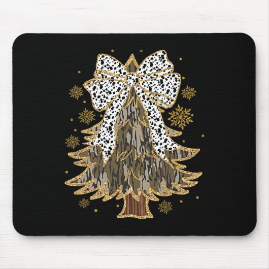 Leopard Coquette Bow Camouflage Weihnachtsbaum Jag Mousepad (Vorne)