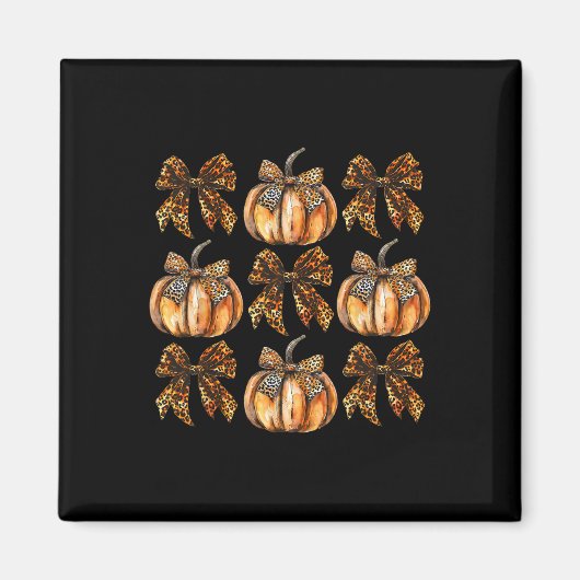 Leopard Coquette Bow Pumpkin Erntedank Herbst F Magnet (Vorne)