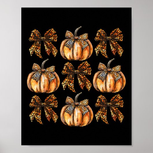 Leopard Coquette Bow Pumpkin Erntedank Herbst F Poster (Vorne)