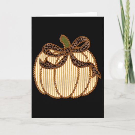 Leopard Coquette Schleife Thanksgiving Herbst Herb Karte (Vorderseite)