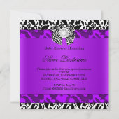 Leopard Cow Lila Girl Baby Dusche Brünett Baby Einladung (Rückseite)