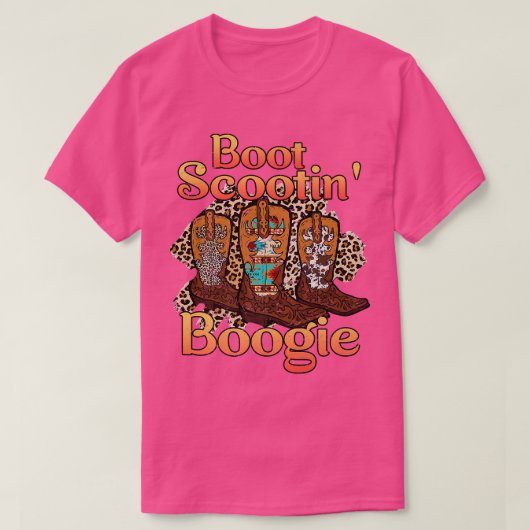 Leopard Cowboy Boots Scooting Boogie Western Count T-Shirt (Design vorne)