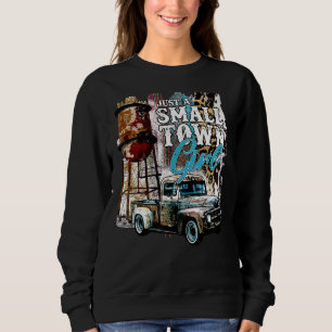 Leopard Cowgirl Truck Just a Small Town Girl Weste Sweatshirt