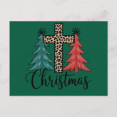 Leopard Cross Weihnachtsbäume Christlich Feiertagspostkarte (Vorderseite)