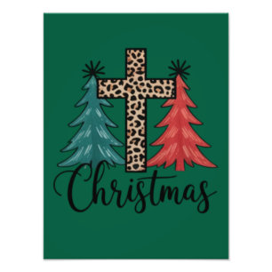 Leopard Cross Weihnachtsbäume Christlich Fotodruck