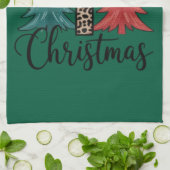 Leopard Cross Weihnachtsbäume Christlich Geschirrtuch (Gefaltet)