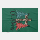 Leopard Cross Weihnachtsbäume Christlich Geschirrtuch (Horizontal)