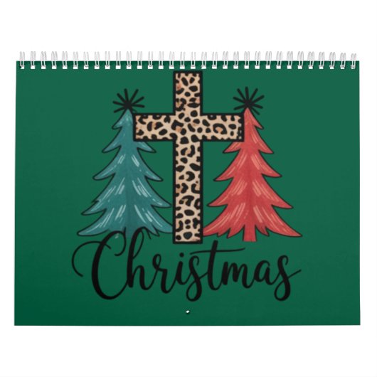 Leopard Cross Weihnachtsbäume Christlich Kalender (Titelbild)