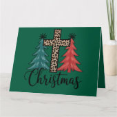 Leopard Cross Weihnachtsbäume Christlich Karte (Vorderseite)