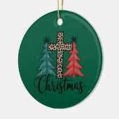 Leopard Cross Weihnachtsbäume Christlich Keramik Ornament (Links)