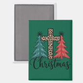 Leopard Cross Weihnachtsbäume Christlich Magnet (Vorderseite/Rückseite)
