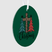 Leopard Cross Weihnachtsbäume Christlich Ornament (Vorderseite)