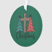 Leopard Cross Weihnachtsbäume Christlich Ornament (Vorderseite)