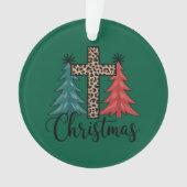 Leopard Cross Weihnachtsbäume Christlich Ornament (Vorderseite)