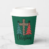 Leopard Cross Weihnachtsbäume Christlich Pappbecher (Vorderseite)