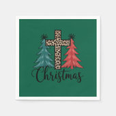 Leopard Cross Weihnachtsbäume Christlich Serviette (Vorderseite)