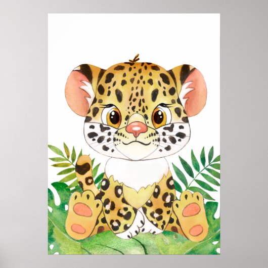Leopard Cub, Baby Animal, Jungle Safari Tiere Poster (Vorne)