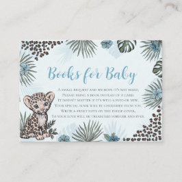 Leopard Cub Blue Safari Baby Shower Books for Baby Begleitkarte