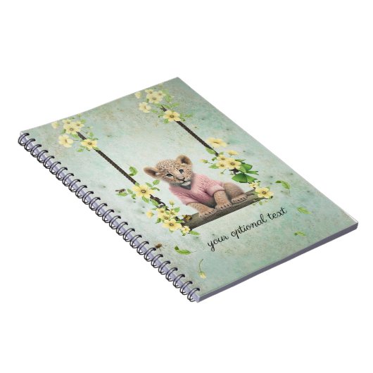Leopard Cub on Swing Spiral Foto Notebook Notizblock (Rechte Seite)