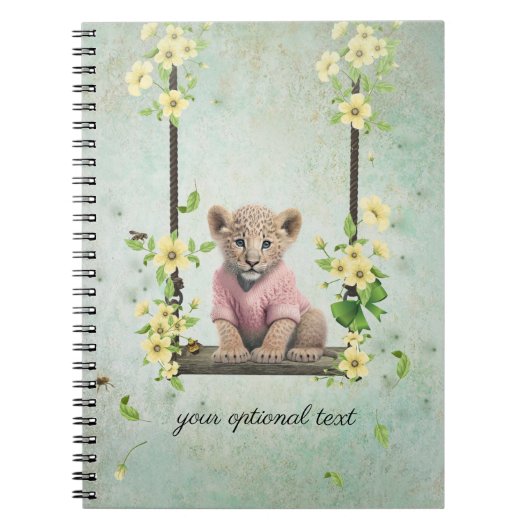 Leopard Cub on Swing Spiral Foto Notebook Notizblock (Vorderseite)