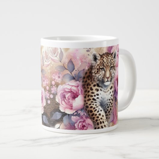 Leopard Cub & Rose Jumbo-Tasse (Vorderseite Rechts)