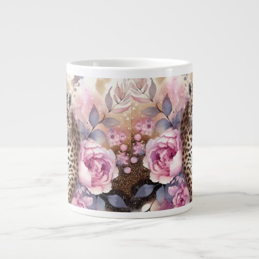 Leopard Cub & Rose Jumbo-Tasse (Vorderseite)