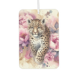 Leopard Cub & Rose Papier Untersetzer Autolufterfrischer