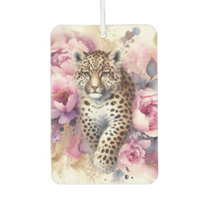 Leopard Cub & Rose Papier Untersetzer Autolufterfrischer