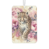 Leopard Cub & Rose Papier Untersetzer Autolufterfrischer (Rückseite)