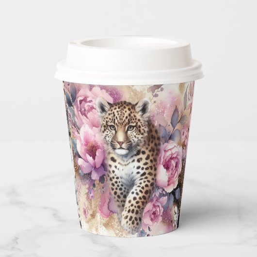 Leopard Cub & Rose Pappbecher (Rückseite)