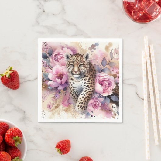 Leopard Cub & Rose Serviette (Beispiel)
