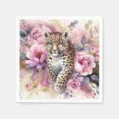 Leopard Cub & Rose Serviette (Vorderseite)
