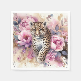 Leopard Cub & Rose Serviette