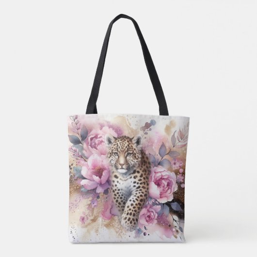 Leopard Cub & Rose Tote Tasche (Rückseite)