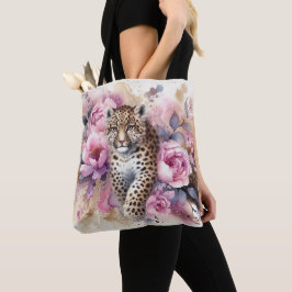 Leopard Cub & Rose Tote Tasche