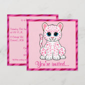 Leopard-Cube in Rosa Einladung (Vorne/Hinten)