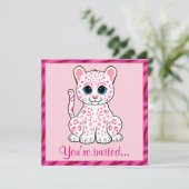 Leopard-Cube in Rosa Einladung (Stehend Vorderseite)