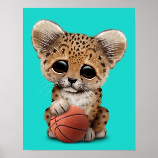 Leopard Cube mit Basketball spielen Poster (Vorne)