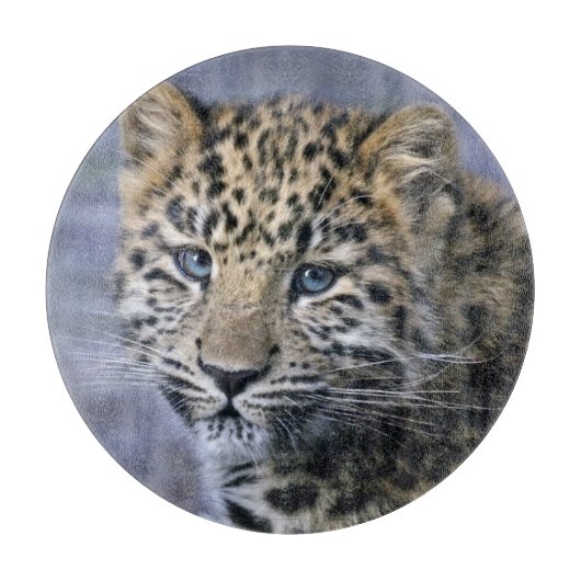 Leopard Cube Round Cutting Board Schneidebrett (Vorderseite)