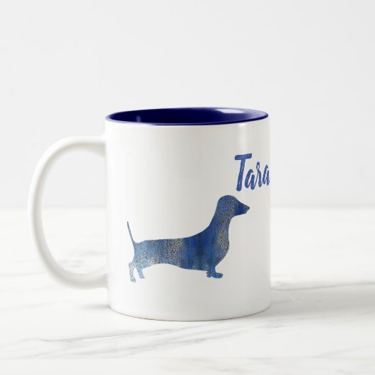 Leopard-Dackel Zweifarbige Tasse (Links)