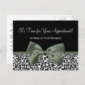 Leopard Dark Green Bow Salon Ernennung Erinnerung Postkarte (Vorne/Hinten)