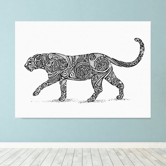 Leopard Design Black & White Leinwanddruck (Insitu (Holzboden))