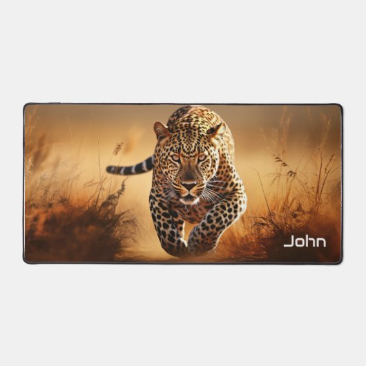 Leopard Design Desk Mat - Ein nachdenkliches Gesch Schreibtischunterlage (Vorderseite)