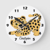 Leopard Design Personalised Runde Wanduhr (Vorderseite)