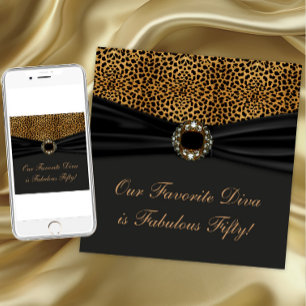 Leopard-Diva-Frauen Fabelhafte 50. Geburtstagsfeie Einladung
