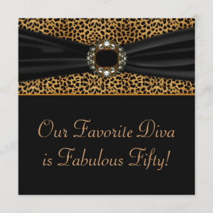 Leopard Diva Womans 50. Geburtstagsparty Einladung