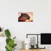 Leopard Doppelexposition Tierart Wildnis Poster (Heimbüro)