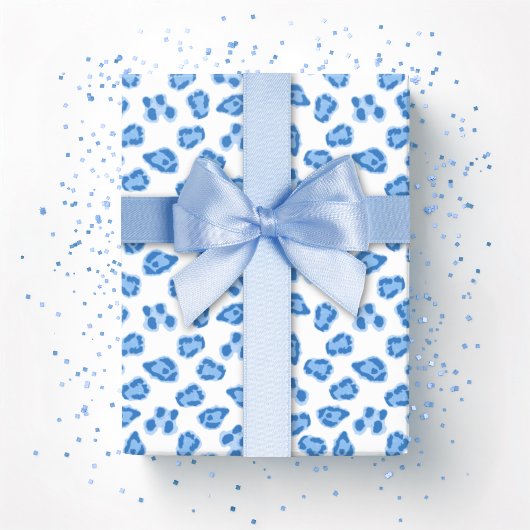Leopard Dot in Blauem Porzellan Geschenkpapier